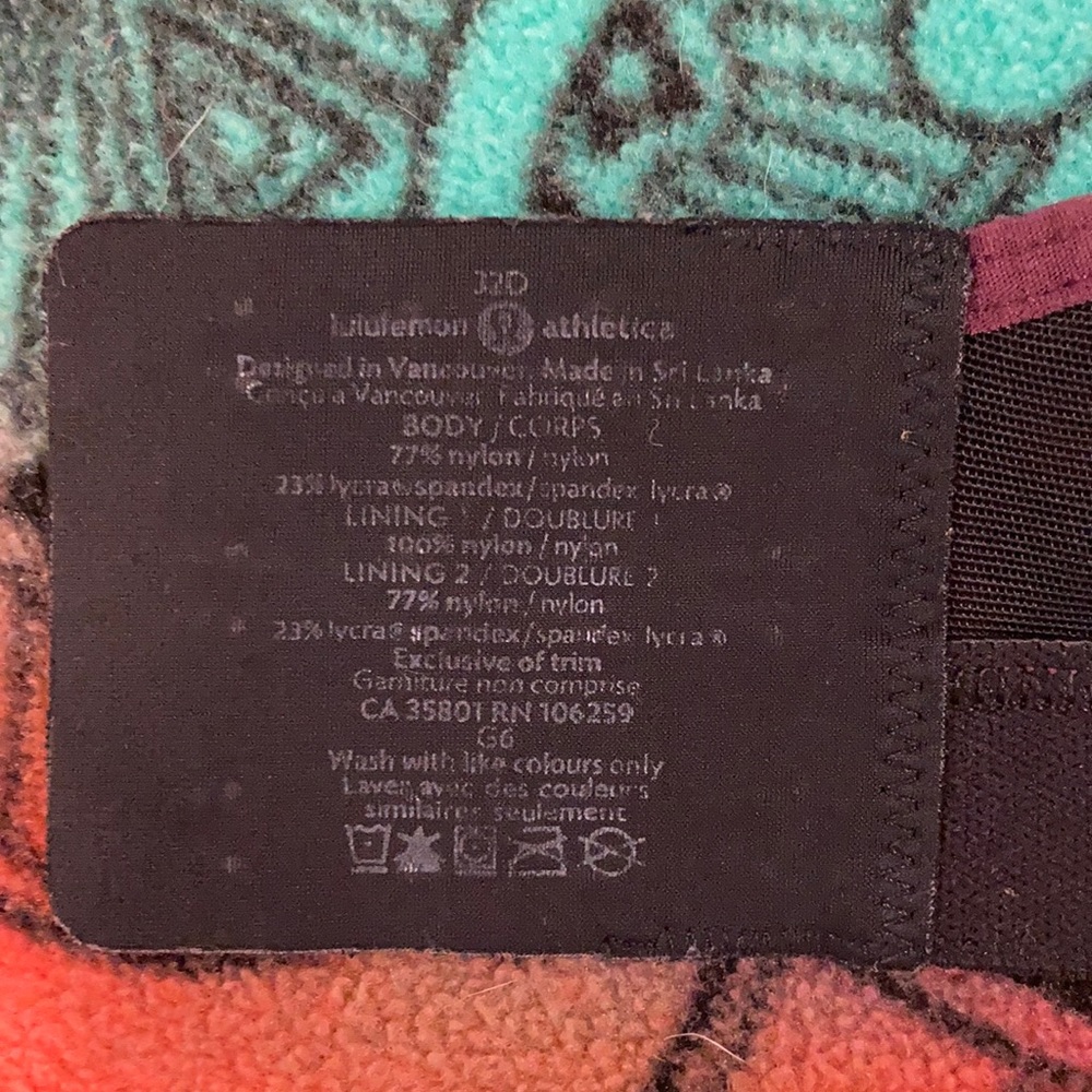 Lululemon Sports Bra Purple 32D black mesh no pads - Picture 5 of 6